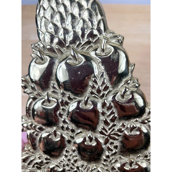 VIRGINIA METALCRAFTERS Brass Christmas Tree Trivet Williamsburg Pineapple VTG - Picture 7 of 10